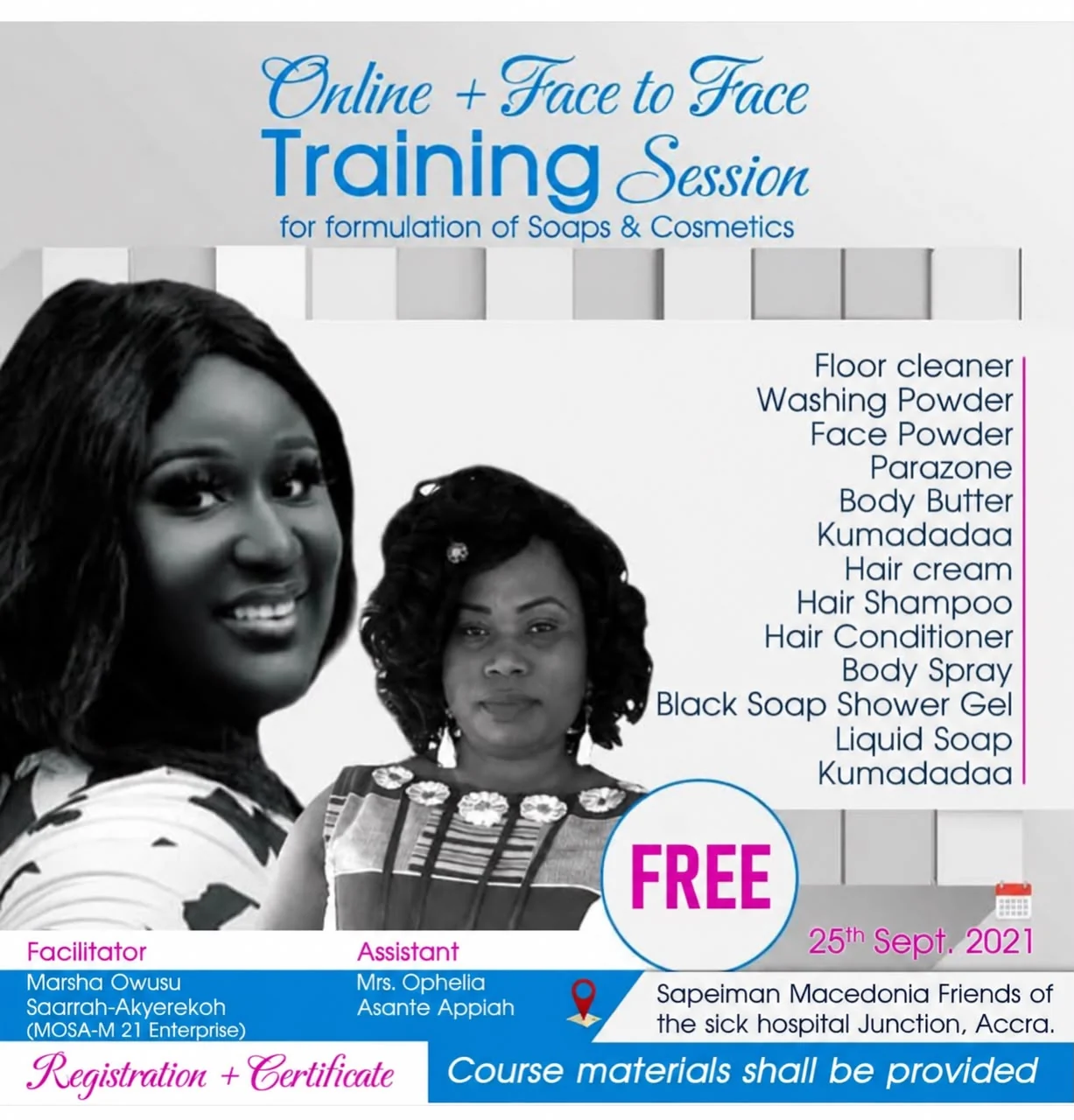 Free Soap & Cosmetics Formulation Training for Women and Girls